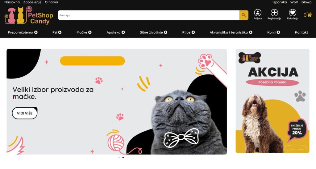 Pet Shop Candy - Naslovna: Baneri i akcije (sajt koji je izradio Fides Design)
