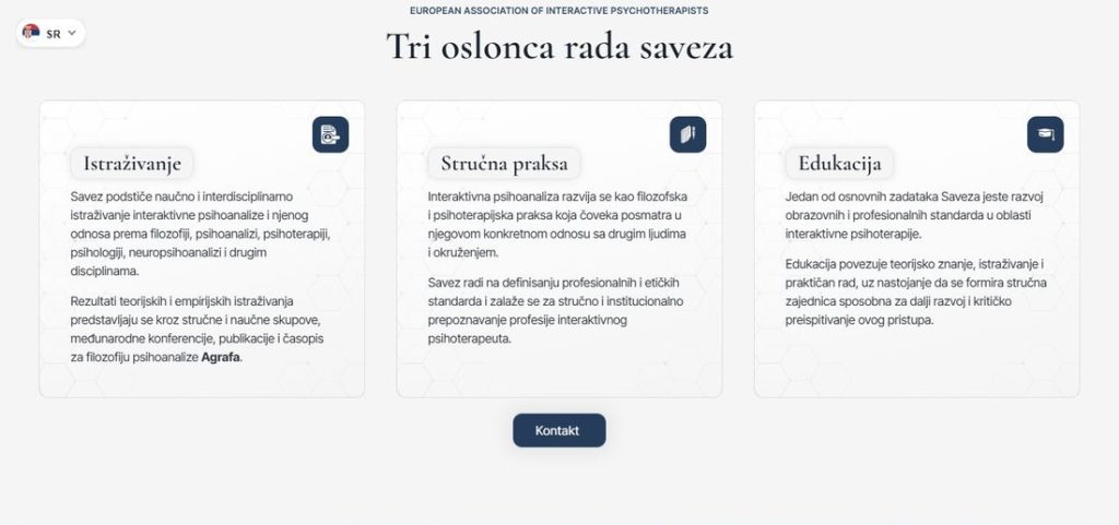 EAIP Europe - Rad saveza: Tri oslonca rada saveza (sajt koji je izradio Fides Design)
