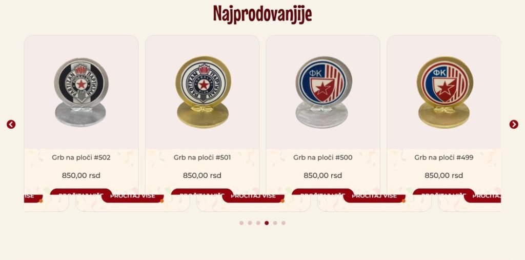 Pedjolini - Najprodavanije: Klizač sa proizvodima (sajt koji je izradio Fides Design)